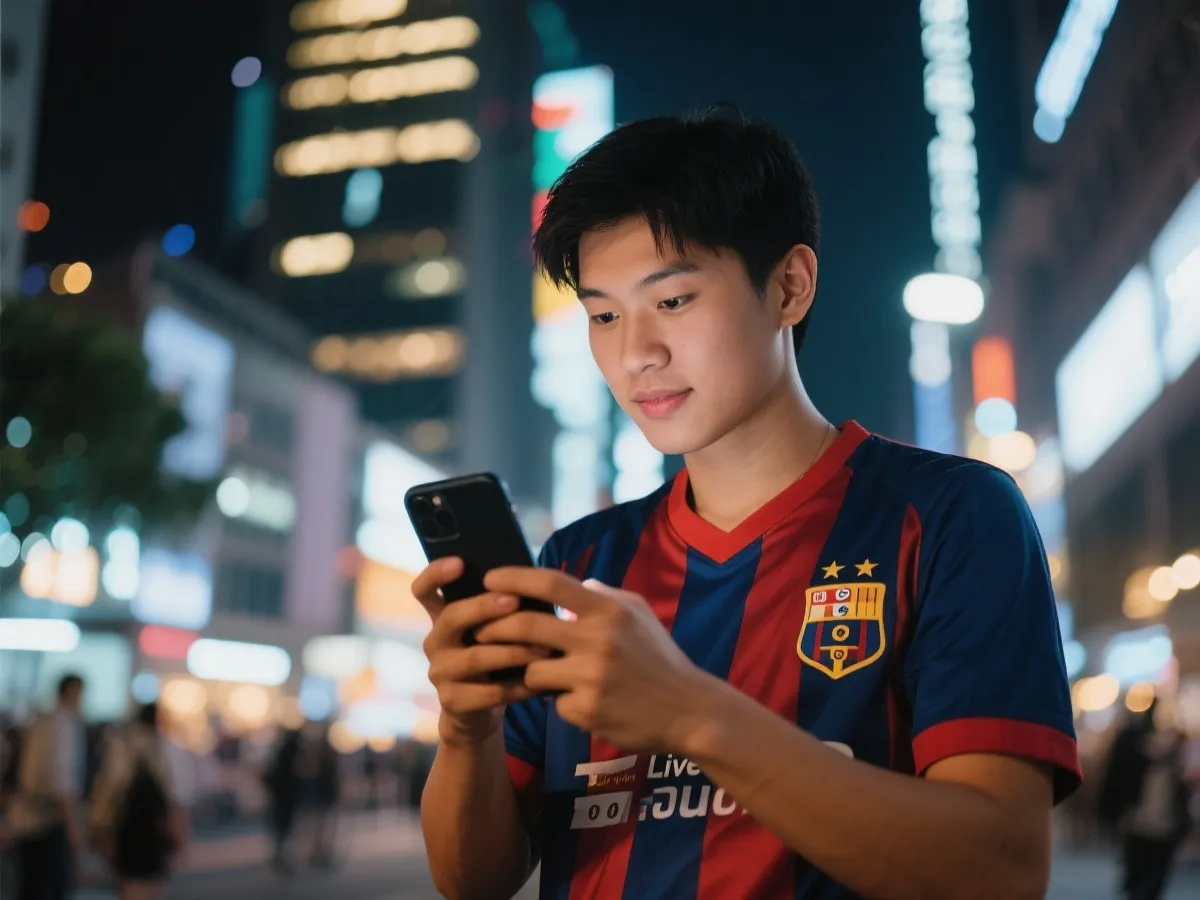 用戶使用手機查看世界盃資訊示意圖