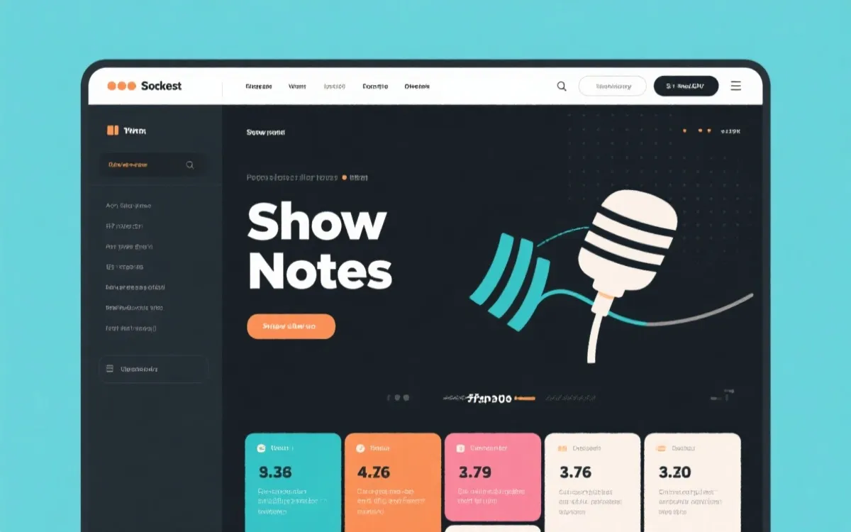 播客节目编排与show notes结构的网页视觉示意